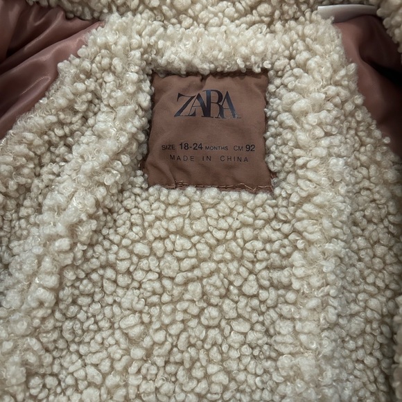 Zara size 18-24 m corduroy jacket with fleece lining and collar in peach - Picture 2 of 3